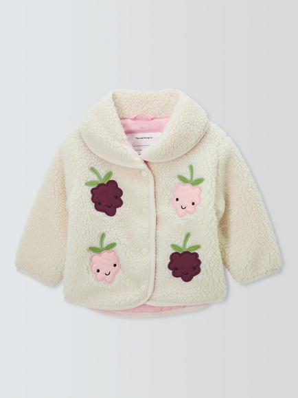 John Lewis Baby Berry Borg Jacket, Natural, Natural