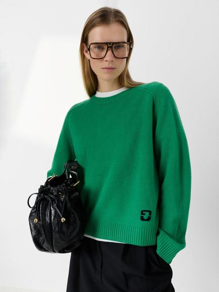 Gerard Darel Crew Neck Pure Wool Jumper, Green