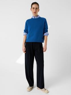 Gerard Darel Crew Neck Pure Wool Jumper, Blue - view 2, Blue