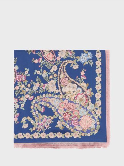 Gerard Darel Diane Paisley Pure Silk Scarf, Blue, Blue