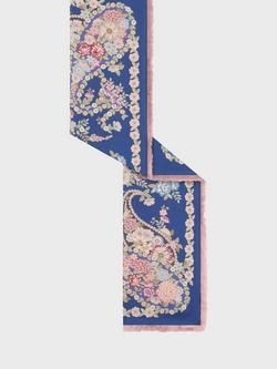 Gerard Darel Diane Paisley Pure Silk Scarf, Blue - view 2, Blue