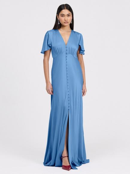 Ghost Delphine Satin Maxi Dress, Blue