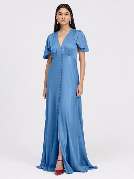Ghost Delphine Satin Maxi Dress - view 2, Blue