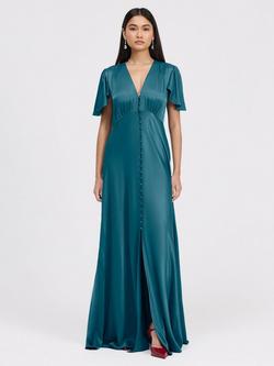 Ghost Delphine Satin Maxi Dress, Emerald