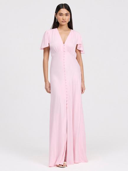 Ghost Delphine Satin Maxi Dress, Pink