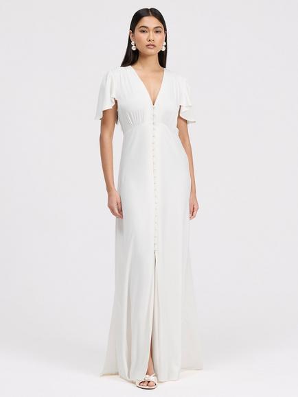 Ghost Delphine Satin Maxi Dress, Ivory, Ivory