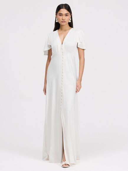 Ghost Delphine Satin Maxi Dress, Ivory - view 2, Ivory