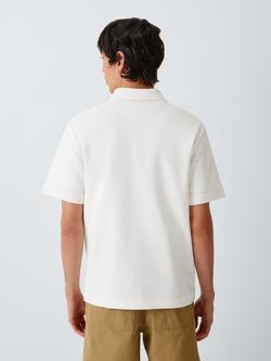 Kin Zip Neck Short Sleeve Cotton Rich Knit Polo Shirt, Off White - view 2, Off White