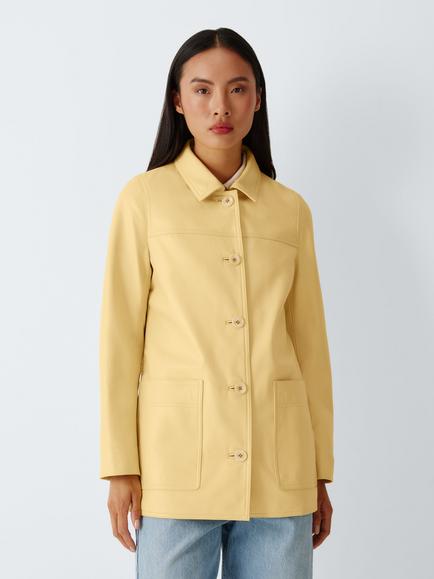 John Lewis Real Leather Jacket - view 2, Yellow
