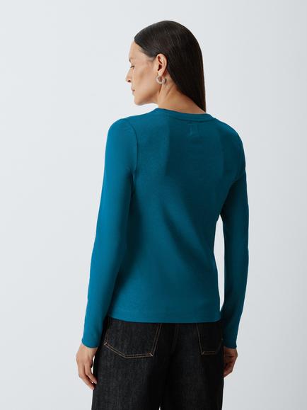 John Lewis Organic Cotton Crew Neck T-Shirt, Teal - view 2, Teal