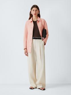 John Lewis Real Leather Jacket, Pink