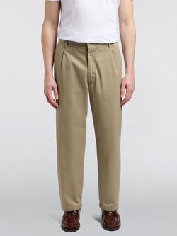 Edwin Solan Loose Straight Fit Cotton Chino Trousers, Beige, Beige