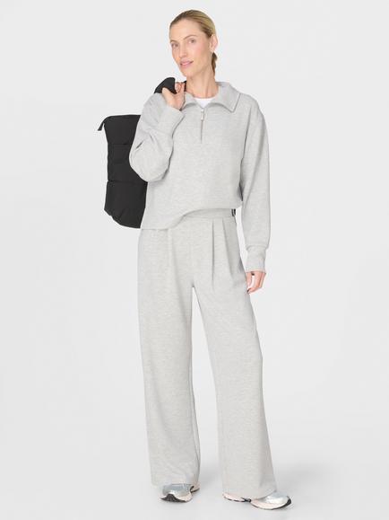 Sweaty Betty Sand Wash Wide Leg Trousers, Ice Grey Marl - view 2, Ice Grey Marl