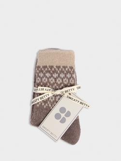 Sweaty Betty Cosy Fair Isle Lounge Socks, Brown Multi - view 2, Brown Multi