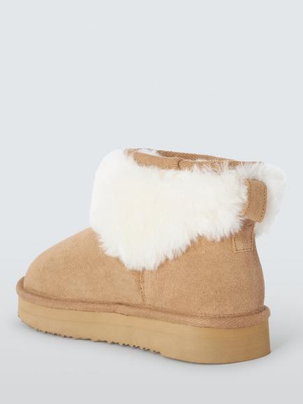 John Lewis Sheepskin Flatform Curly Borg Slipper Boots, Chestnut - view 2, Chestnut