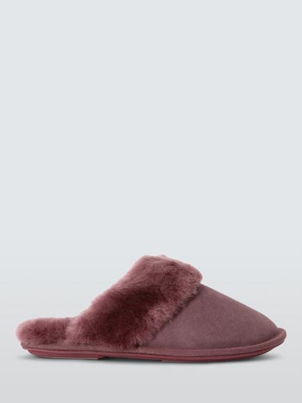 John Lewis Sheepskin Mule Slippers, Burgundy, Burgundy