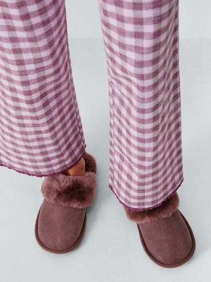 John Lewis Sheepskin Mule Slippers, Burgundy - view 2, Burgundy