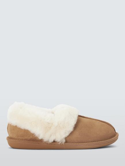 John Lewis Sheepskin Comfort Cuff Slippers, Chestnut, Chestnut