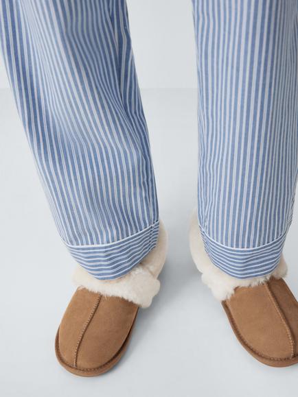 John Lewis Sheepskin Comfort Cuff Slippers, Chestnut - view 2, Chestnut