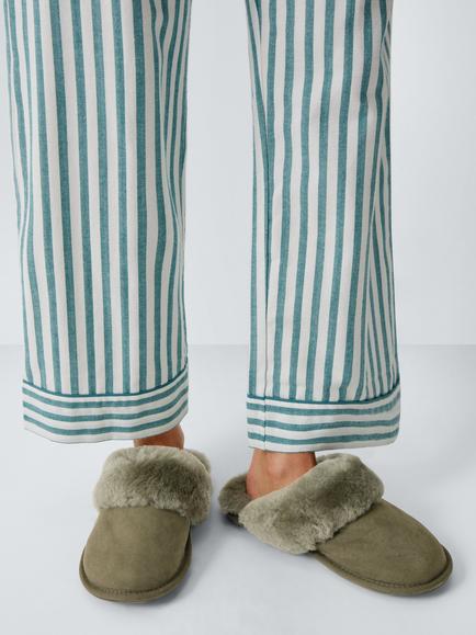 John Lewis Sheepskin Mule Slippers, Khaki - view 2, Khaki