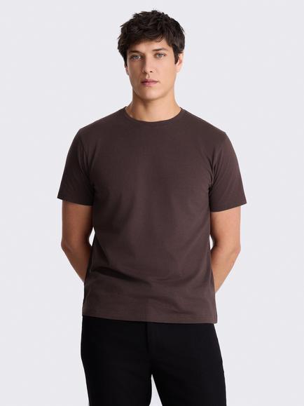 Moss Cotton Crew Neck T-Shirt, Maroon
