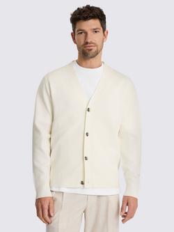 Moss Four Button V-Neck Cardigan, Off-White, Off-white