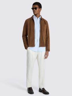 Moss Nubuck Zip Up Collared Jacket, Chestnut - view 2, Chestnut