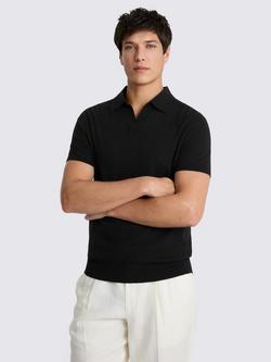 Moss Skipper Cotton-Linen Blend Polo Shirt, Black