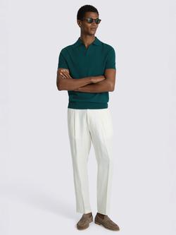 Moss Skipper Cotton-Linen Blend Polo Shirt - view 2, Emerald