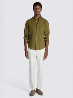 Moss Linen Regular Fit Shirt - view 2, Olive