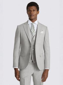 Moss Wool Blend Slim Fit Suit Jacket, Light Grey Marl, Light Grey Marl