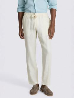 Moss Drawstring Linen Trousers, Off-White, Off-white