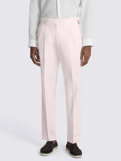 Moss Cotton Pleated Trousers, Pale Pink, Pale Pink