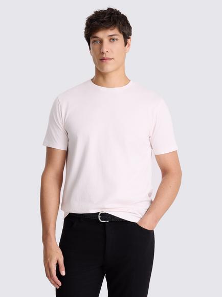 Moss Cotton Crew Neck T-Shirt, Light Pink