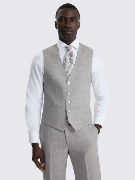 Moss Slim Fit Wool Blend Suit Waistcoat, Light Grey Marl, Light Grey Marl