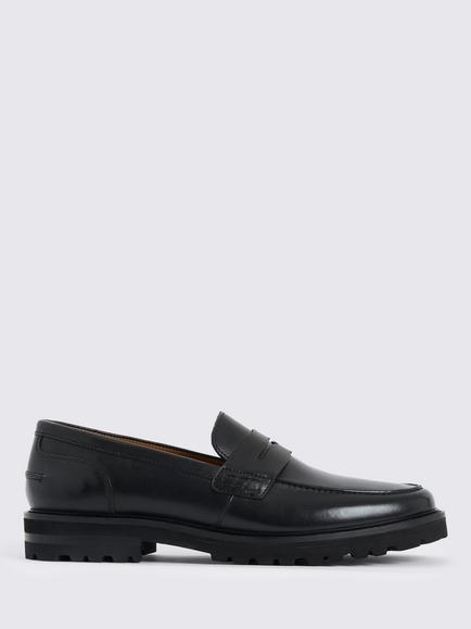 Moss Camden Leather Chunky Loafers, Black