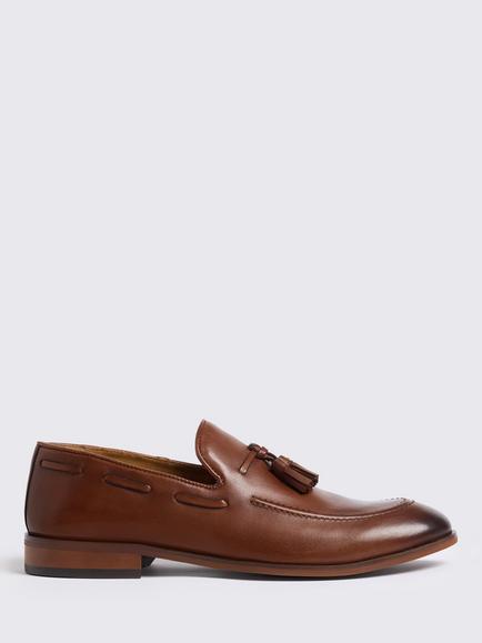 Moss Highgate Leather Tassel Loafers, Brown, Brown
