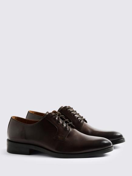 Moss Cambridge Leather Derby Shoes - view 2, Brown