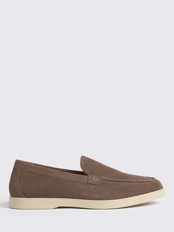 Moss Lewisham Suede Relaxed Loafers, Almond