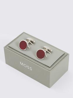 Moss Round Onyx Cufflinks, Red - view 2, Red