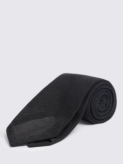 Moss Italian Pure Grenadine Silk Tie, Black