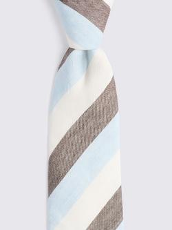 Moss Italian Linen Silk Blend Stripe Tie, Light Blue/Brown - view 2, Light Blue/Brown