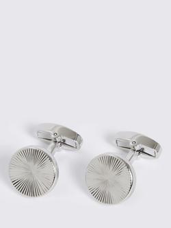 Moss Round Pinwheel Cufflinks, Silver, Silver