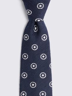Moss Italian Silk Medallion Tie, Navy/White - view 2, Navy/White