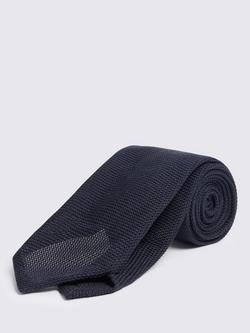 Moss Italian Silk Grenadine Tie, Navy
