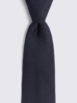 Moss Italian Silk Grenadine Tie - view 2, Navy