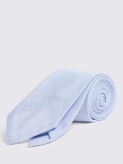 Moss Italian Pure Grenadine Silk Tie, Light Blue