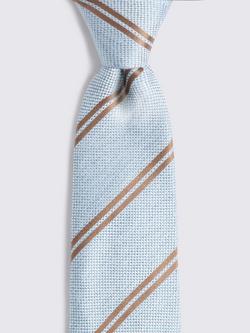 Moss Silk Stripe Tie, Light Teal/Copper - view 2, Light Teal/Copper