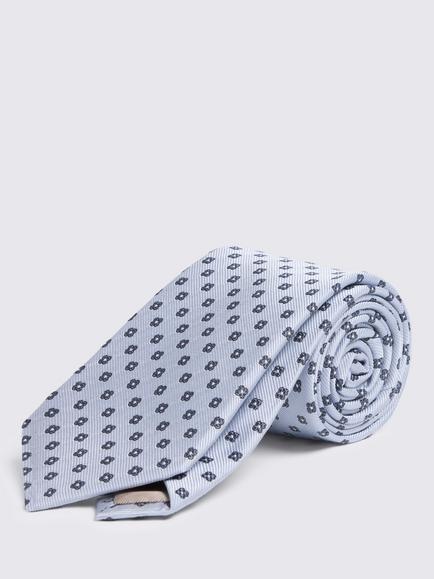 Moss Silk Ditsy Medallion Tie, Mid Blue, Mid Blue