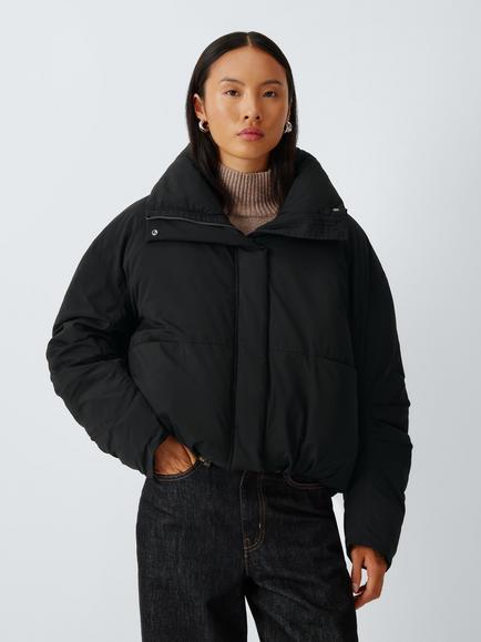 John Lewis Padded Bomber Jacket, Black, Black
